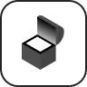 Minimalist black and white icon of an open laptop viewed from an angled perspective.